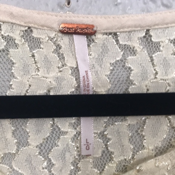 Free People Shearling Corded Lace Fit/Flare Cream Keyhole Front Dress size L - Picture 6 of 14